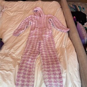 Skims Houndstooth Pink and White One Piece